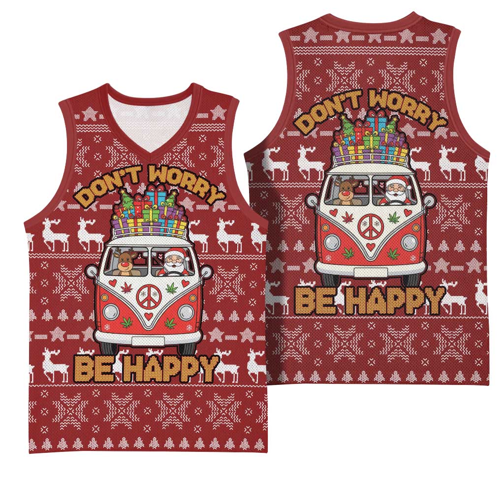 Hippie Car Santa Claus Christmas Basketball Jersey Xmas Holiday Patterns - Wonder Print Shop