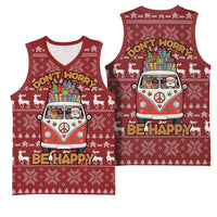Hippie Car Santa Claus Christmas Basketball Jersey Xmas Holiday Patterns - Wonder Print Shop