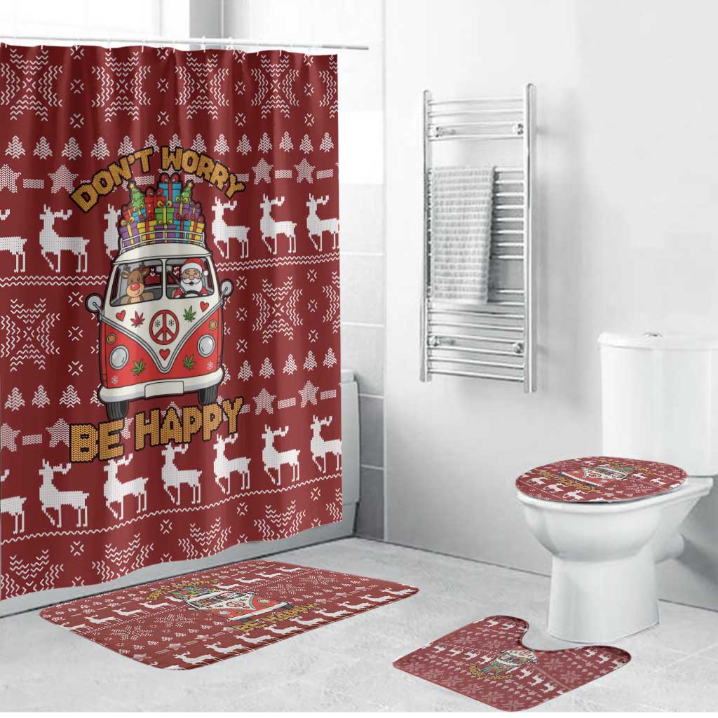 Hippie Car Santa Claus Christmas Bathroom Set Xmas Holiday Patterns - Wonder Print Shop