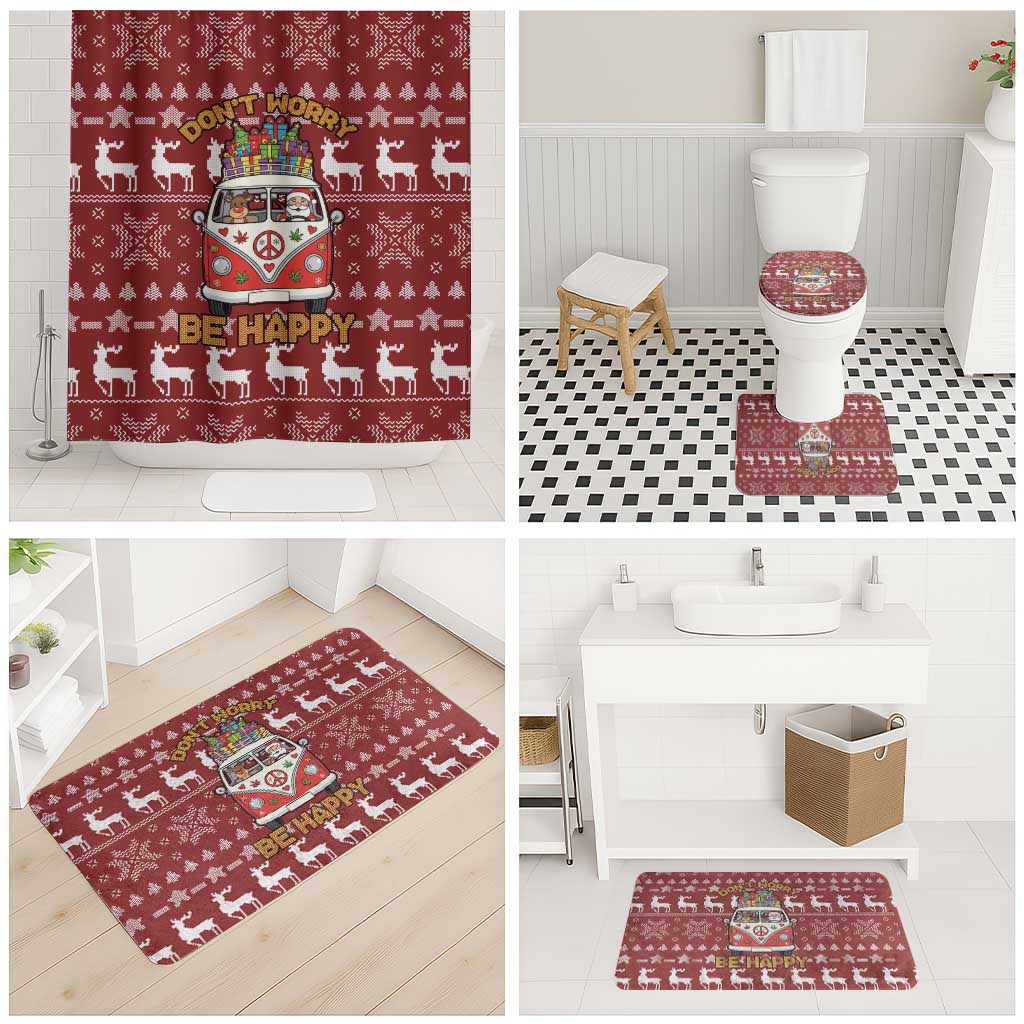 Hippie Car Santa Claus Christmas Bathroom Set Xmas Holiday Patterns - Wonder Print Shop