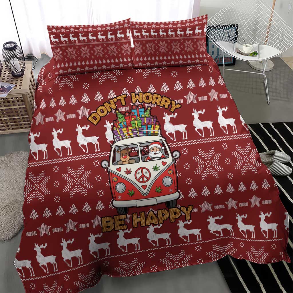 Hippie Car Santa Claus Christmas Bedding Set Xmas Holiday Patterns - Wonder Print Shop