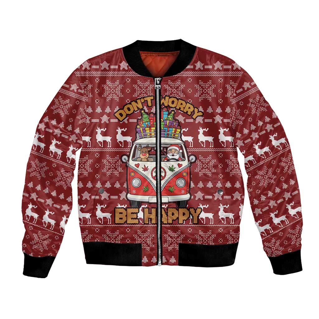 Hippie Car Santa Claus Christmas Bomber Jacket Xmas Holiday Patterns - Wonder Print Shop