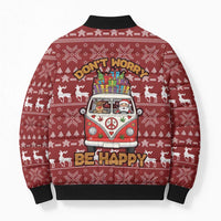 Hippie Car Santa Claus Christmas Bomber Puffer Jacket Xmas Holiday Patterns - Wonder Print Shop