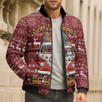 Hippie Car Santa Claus Christmas Bomber Puffer Jacket Xmas Holiday Patterns - Wonder Print Shop