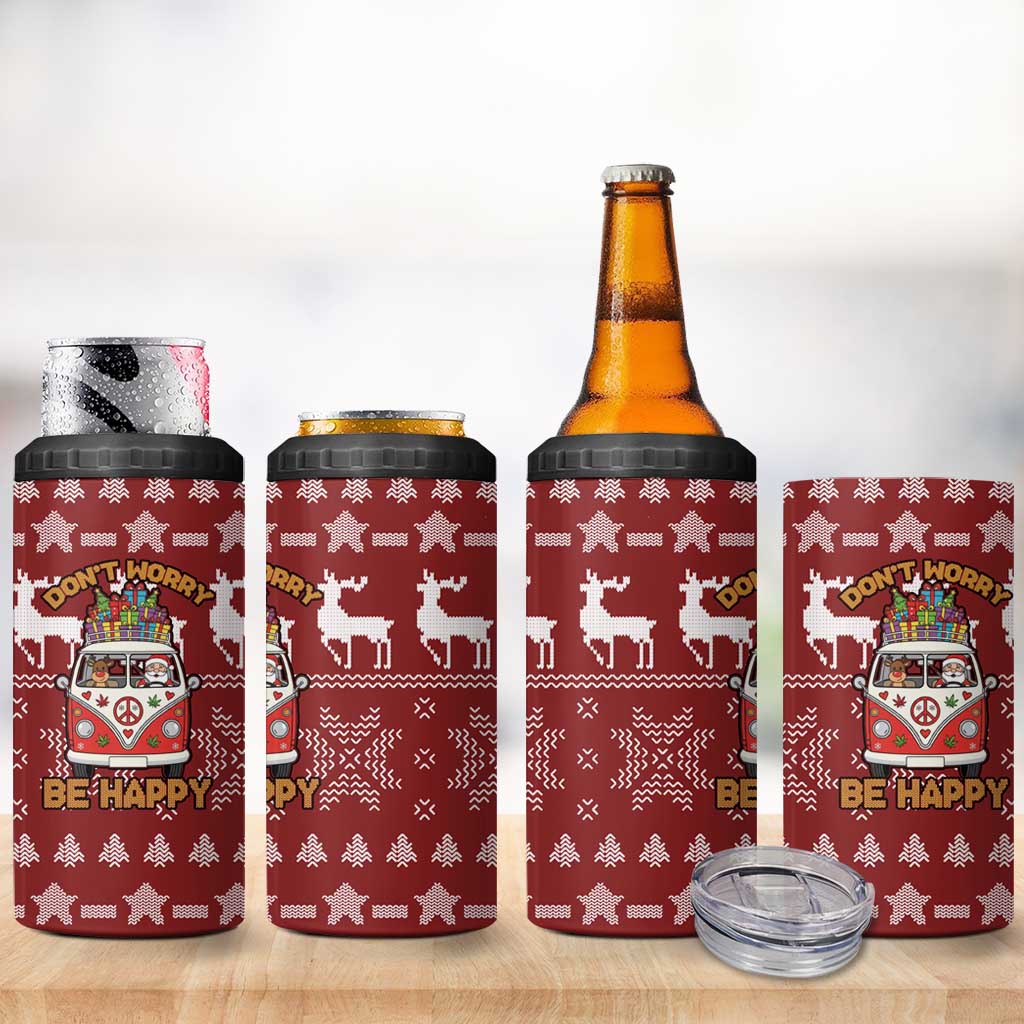 Hippie Car Santa Claus Christmas 4 in 1 Can Cooler Tumbler Xmas Holiday Patterns - Wonder Print Shop
