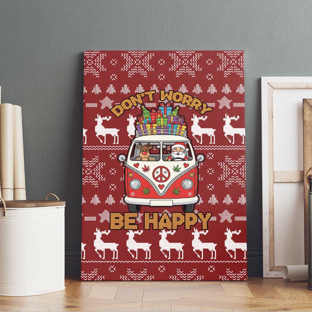 Hippie Car Santa Claus Christmas Canvas Wall Art Xmas Holiday Patterns - Wonder Print Shop