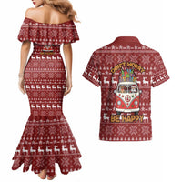 Hippie Car Santa Claus Christmas Couples Matching Mermaid Dress and Hawaiian Shirt Xmas Holiday Patterns - Wonder Print Shop
