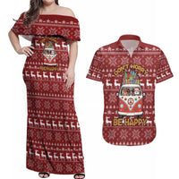 Hippie Car Santa Claus Christmas Couples Matching Off Shoulder Maxi Dress and Hawaiian Shirt Xmas Holiday Patterns - Wonder Print Shop