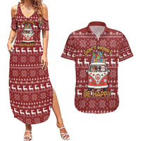 Hippie Car Santa Claus Christmas Couples Matching Summer Maxi Dress and Hawaiian Shirt Xmas Holiday Patterns - Wonder Print Shop