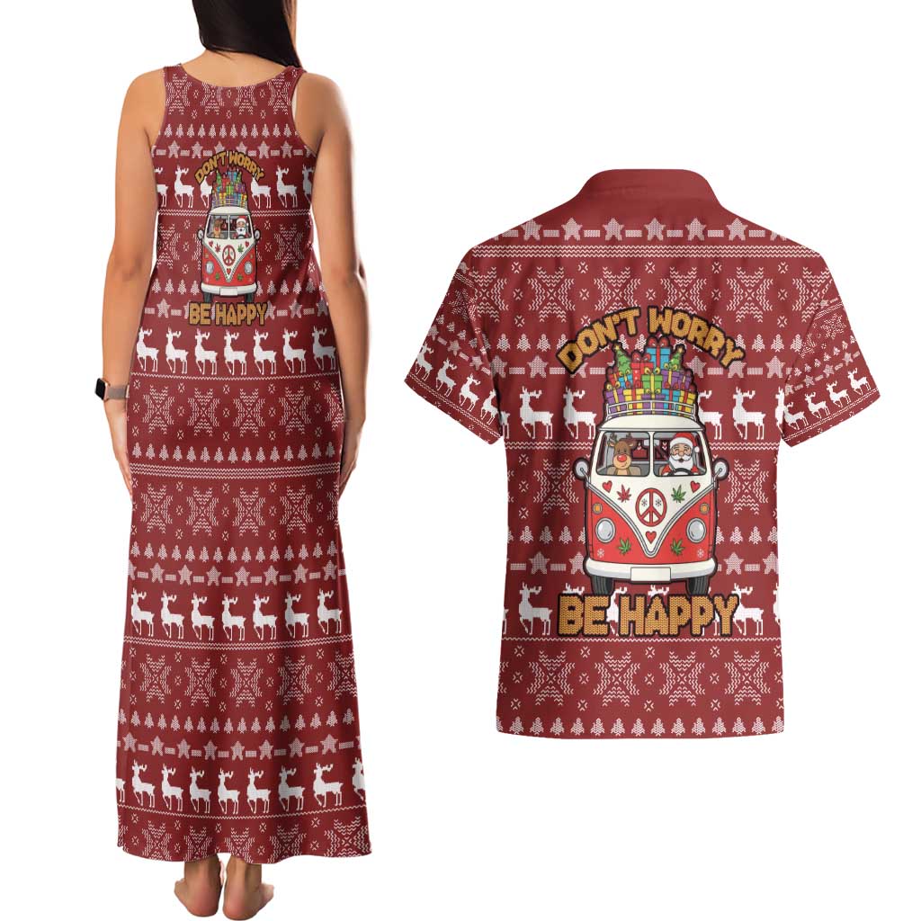 Hippie Car Santa Claus Christmas Couples Matching Tank Maxi Dress and Hawaiian Shirt Xmas Holiday Patterns - Wonder Print Shop
