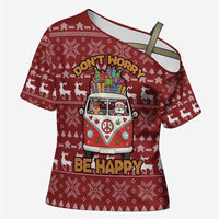 Hippie Car Santa Claus Christmas Cross Shoulder Shirt Xmas Holiday Patterns - Wonder Print Shop