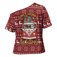 Hippie Car Santa Claus Christmas Cross Shoulder Shirt Xmas Holiday Patterns - Wonder Print Shop
