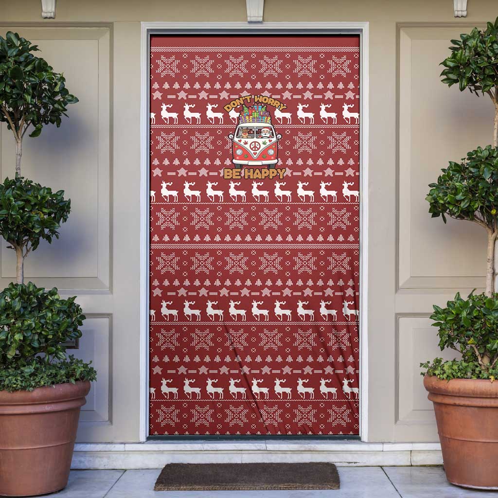 Hippie Car Santa Claus Christmas Door Cover Xmas Holiday Patterns - Wonder Print Shop