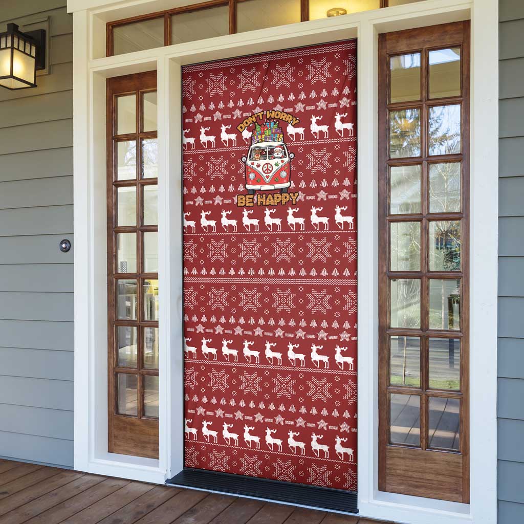 Hippie Car Santa Claus Christmas Door Cover Xmas Holiday Patterns - Wonder Print Shop
