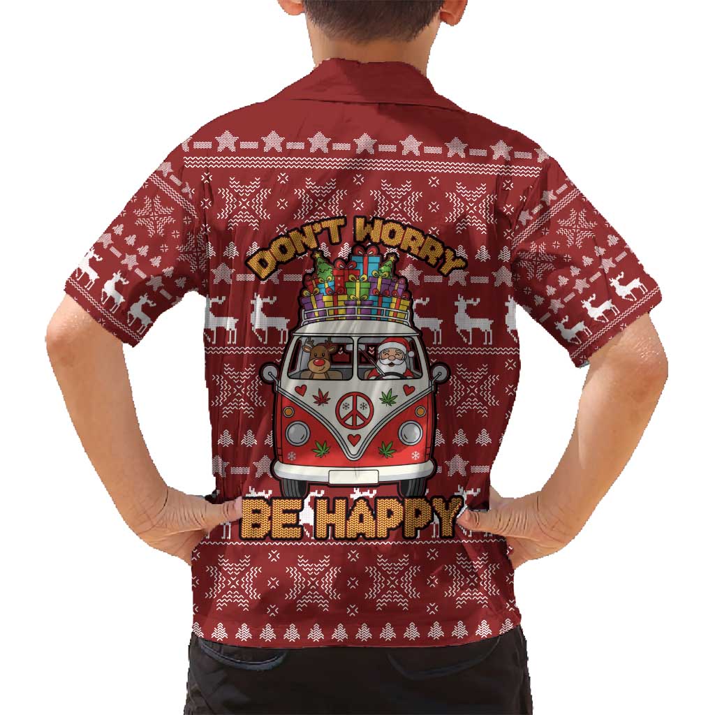 Hippie Car Santa Claus Christmas Family Matching Long Sleeve Bodycon Dress and Hawaiian Shirt Xmas Holiday Patterns - Wonder Print Shop