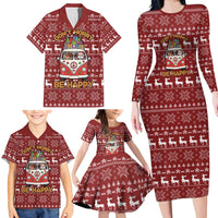 Hippie Car Santa Claus Christmas Family Matching Long Sleeve Bodycon Dress and Hawaiian Shirt Xmas Holiday Patterns - Wonder Print Shop