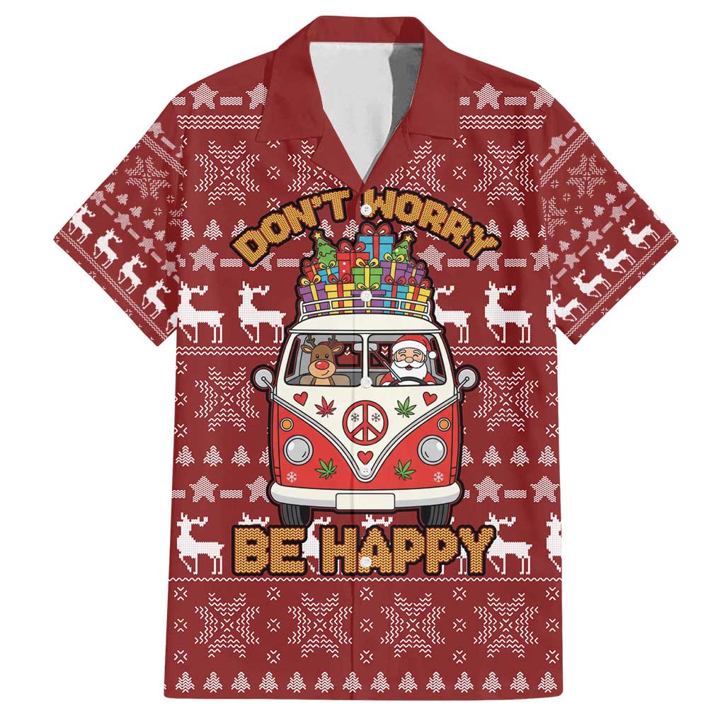 Hippie Car Santa Claus Christmas Family Matching Long Sleeve Bodycon Dress and Hawaiian Shirt Xmas Holiday Patterns - Wonder Print Shop