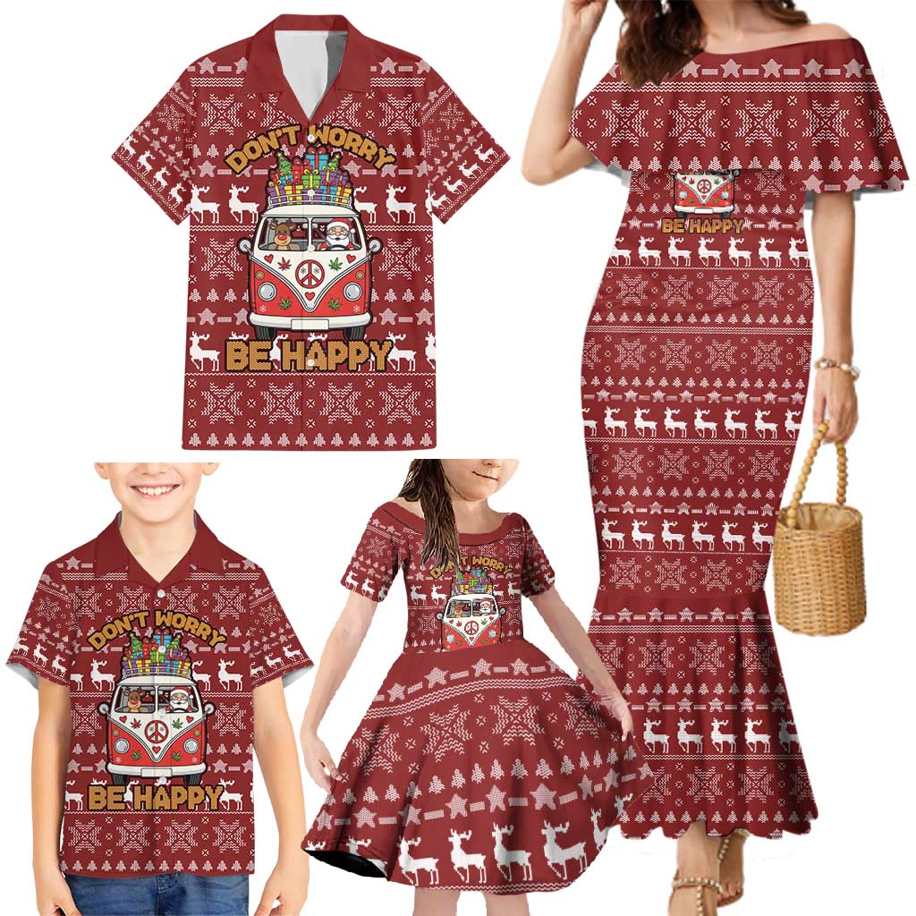 Hippie Car Santa Claus Christmas Family Matching Mermaid Dress and Hawaiian Shirt Xmas Holiday Patterns - Wonder Print Shop