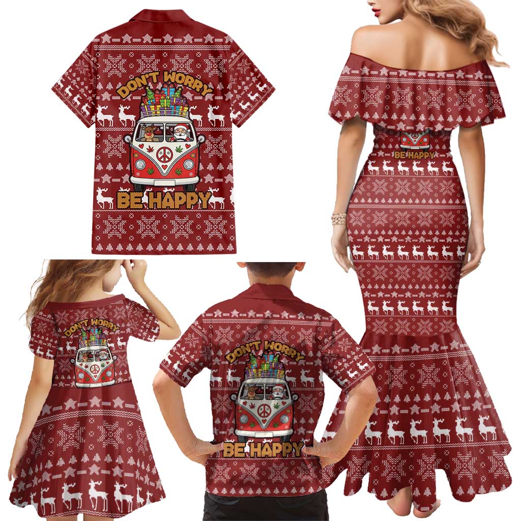Hippie Car Santa Claus Christmas Family Matching Mermaid Dress and Hawaiian Shirt Xmas Holiday Patterns - Wonder Print Shop