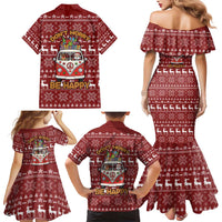 Hippie Car Santa Claus Christmas Family Matching Mermaid Dress and Hawaiian Shirt Xmas Holiday Patterns - Wonder Print Shop