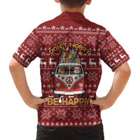 Hippie Car Santa Claus Christmas Family Matching Off The Shoulder Long Sleeve Dress and Hawaiian Shirt Xmas Holiday Patterns - Wonder Print Shop