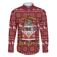 Hippie Car Santa Claus Christmas Family Matching Off The Shoulder Long Sleeve Dress and Hawaiian Shirt Xmas Holiday Patterns - Wonder Print Shop