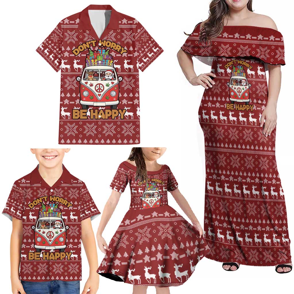 Hippie Car Santa Claus Christmas Family Matching Off Shoulder Maxi Dress and Hawaiian Shirt Xmas Holiday Patterns - Wonder Print Shop