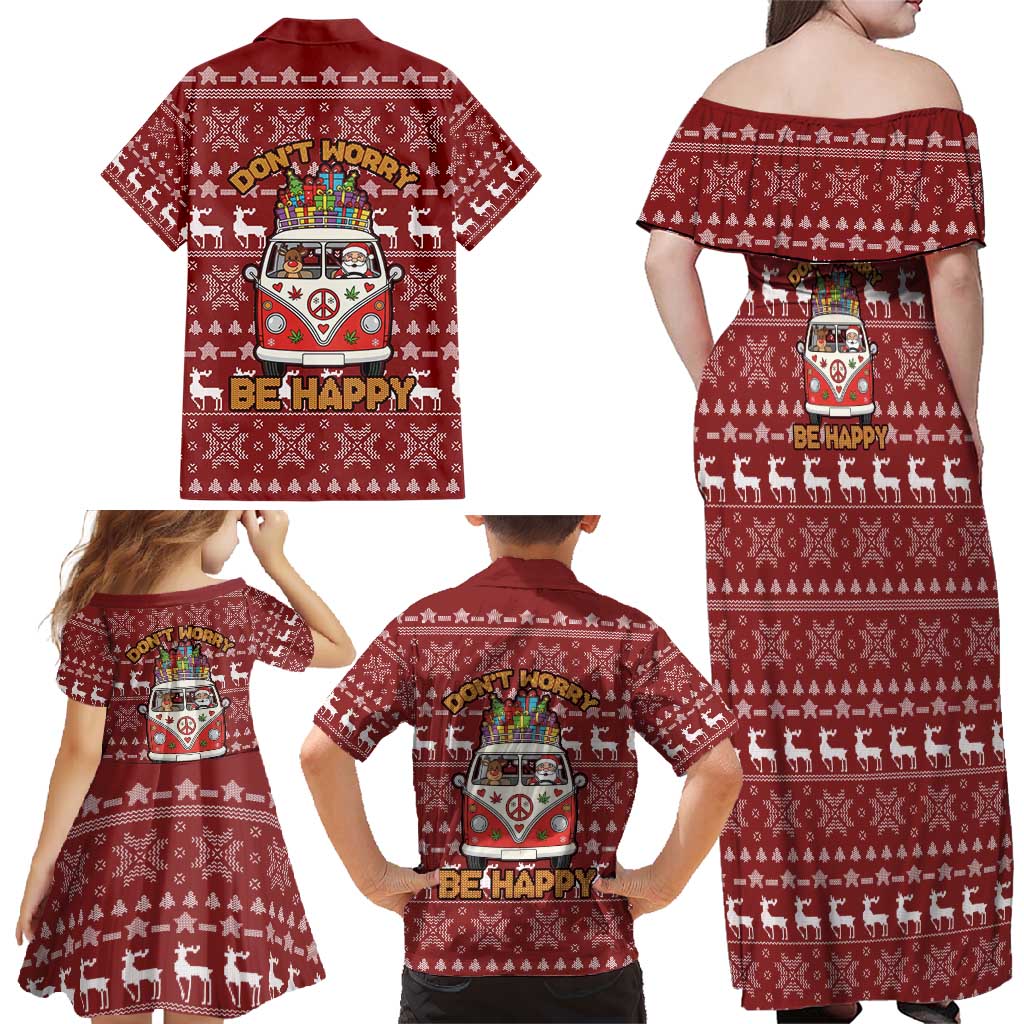 Hippie Car Santa Claus Christmas Family Matching Off Shoulder Maxi Dress and Hawaiian Shirt Xmas Holiday Patterns - Wonder Print Shop