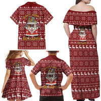 Hippie Car Santa Claus Christmas Family Matching Off Shoulder Maxi Dress and Hawaiian Shirt Xmas Holiday Patterns - Wonder Print Shop