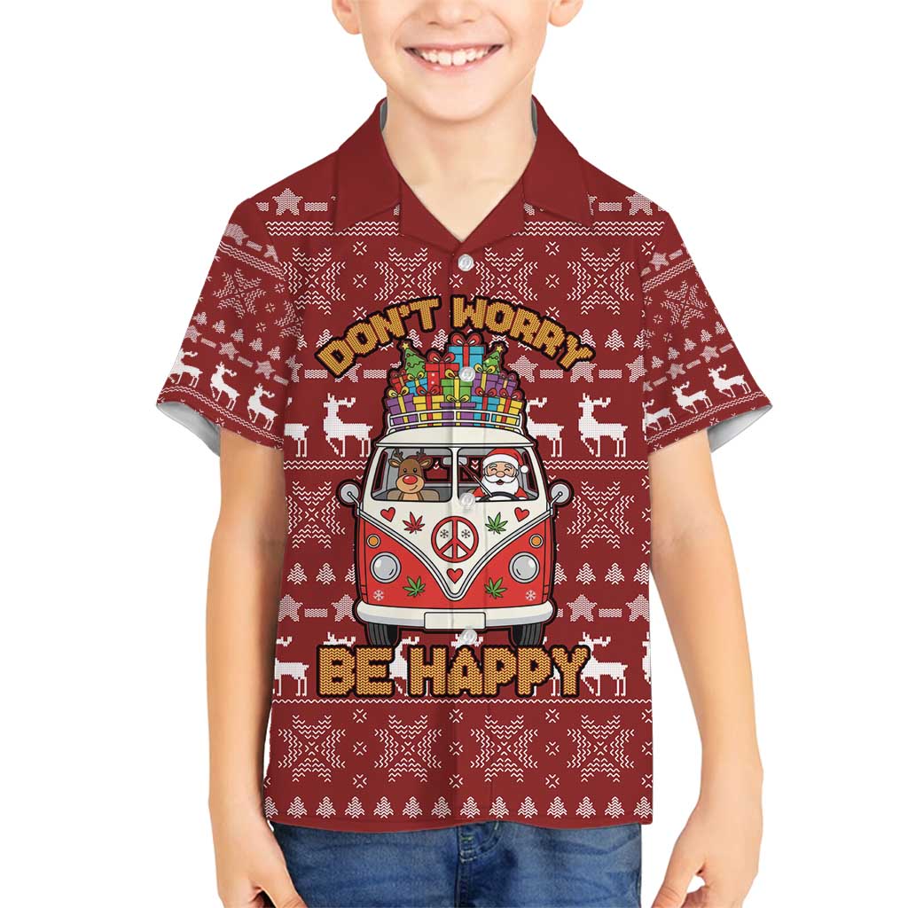 Hippie Car Santa Claus Christmas Family Matching Off Shoulder Maxi Dress and Hawaiian Shirt Xmas Holiday Patterns - Wonder Print Shop