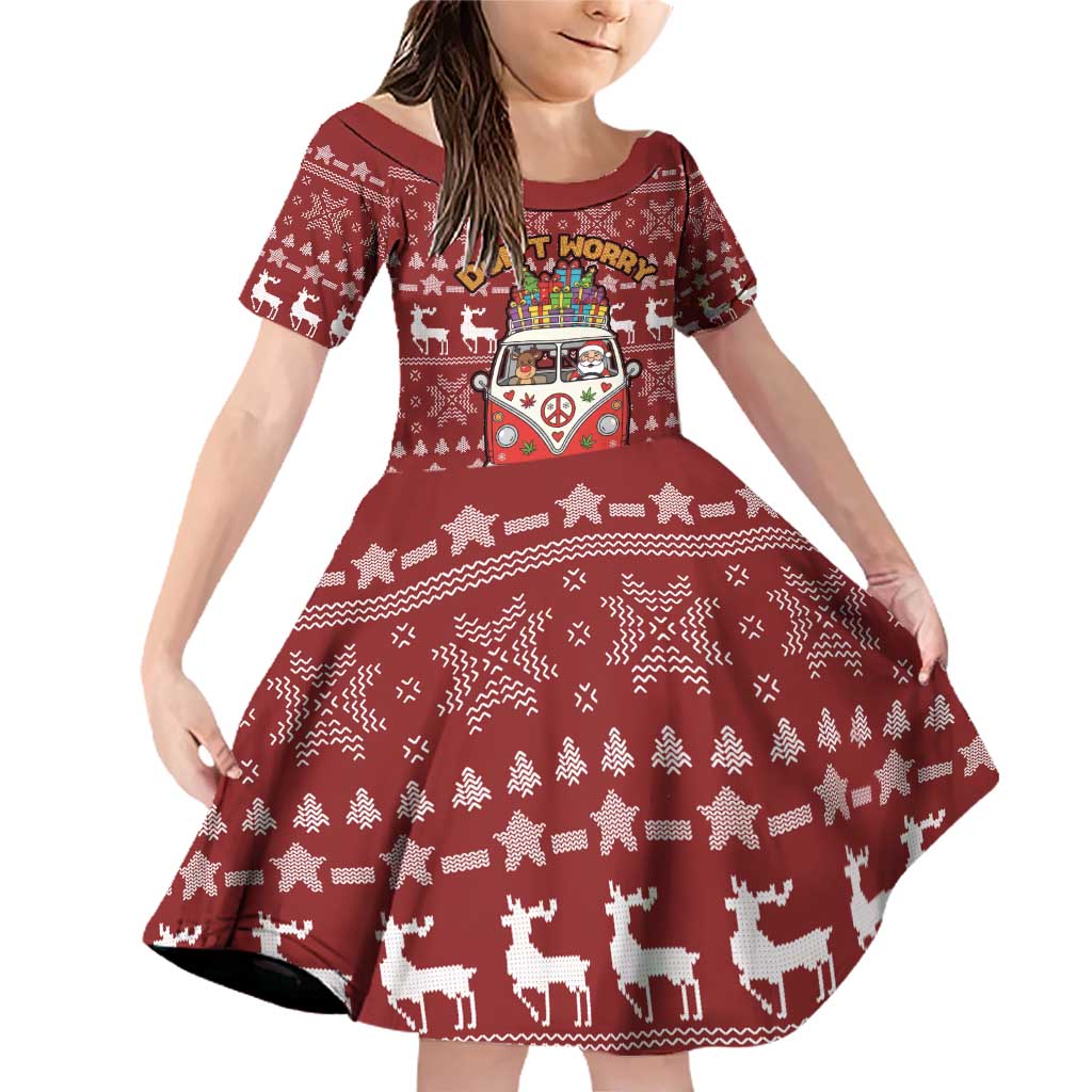 Hippie Car Santa Claus Christmas Family Matching Off Shoulder Short Dress and Hawaiian Shirt Xmas Holiday Patterns - Wonder Print Shop