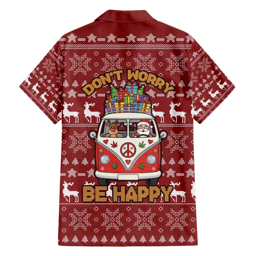 Hippie Car Santa Claus Christmas Family Matching Off Shoulder Short Dress and Hawaiian Shirt Xmas Holiday Patterns - Wonder Print Shop