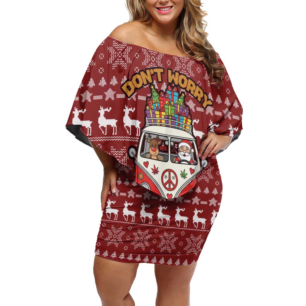 Hippie Car Santa Claus Christmas Family Matching Off Shoulder Short Dress and Hawaiian Shirt Xmas Holiday Patterns - Wonder Print Shop