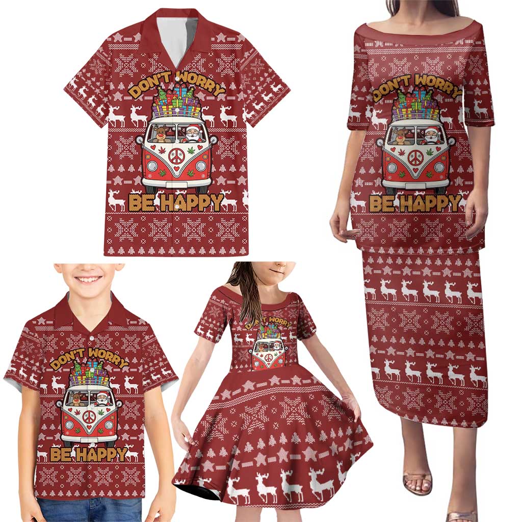 Hippie Car Santa Claus Christmas Family Matching Puletasi and Hawaiian Shirt Xmas Holiday Patterns - Wonder Print Shop