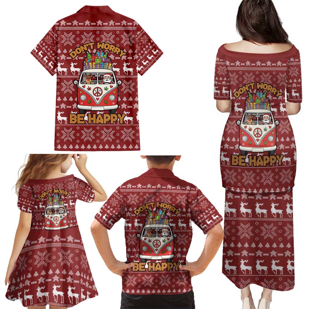 Hippie Car Santa Claus Christmas Family Matching Puletasi and Hawaiian Shirt Xmas Holiday Patterns - Wonder Print Shop