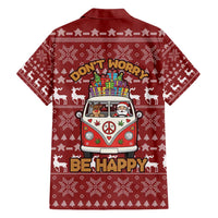 Hippie Car Santa Claus Christmas Family Matching Short Sleeve Bodycon Dress and Hawaiian Shirt Xmas Holiday Patterns - Wonder Print Shop