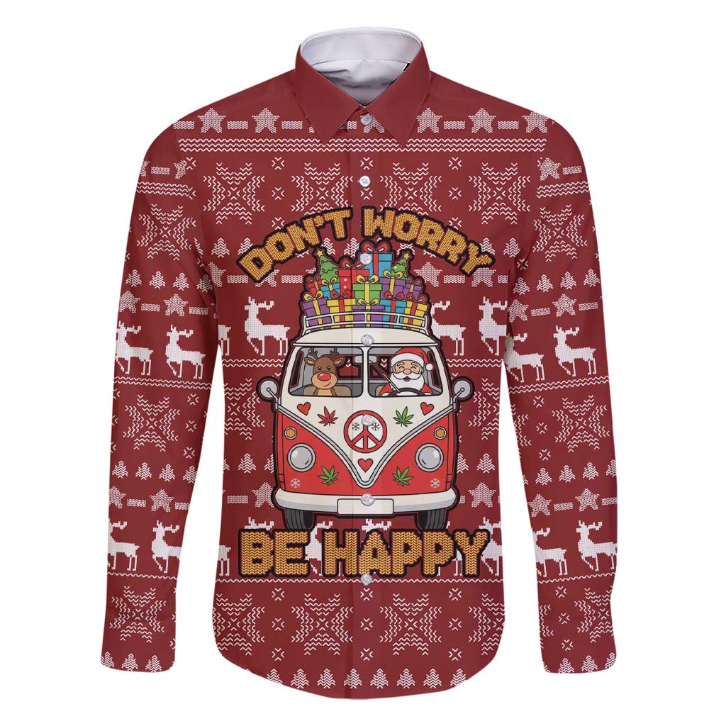 Hippie Car Santa Claus Christmas Family Matching Short Sleeve Bodycon Dress and Hawaiian Shirt Xmas Holiday Patterns - Wonder Print Shop