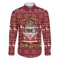 Hippie Car Santa Claus Christmas Family Matching Short Sleeve Bodycon Dress and Hawaiian Shirt Xmas Holiday Patterns - Wonder Print Shop