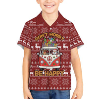 Hippie Car Santa Claus Christmas Family Matching Short Sleeve Bodycon Dress and Hawaiian Shirt Xmas Holiday Patterns - Wonder Print Shop