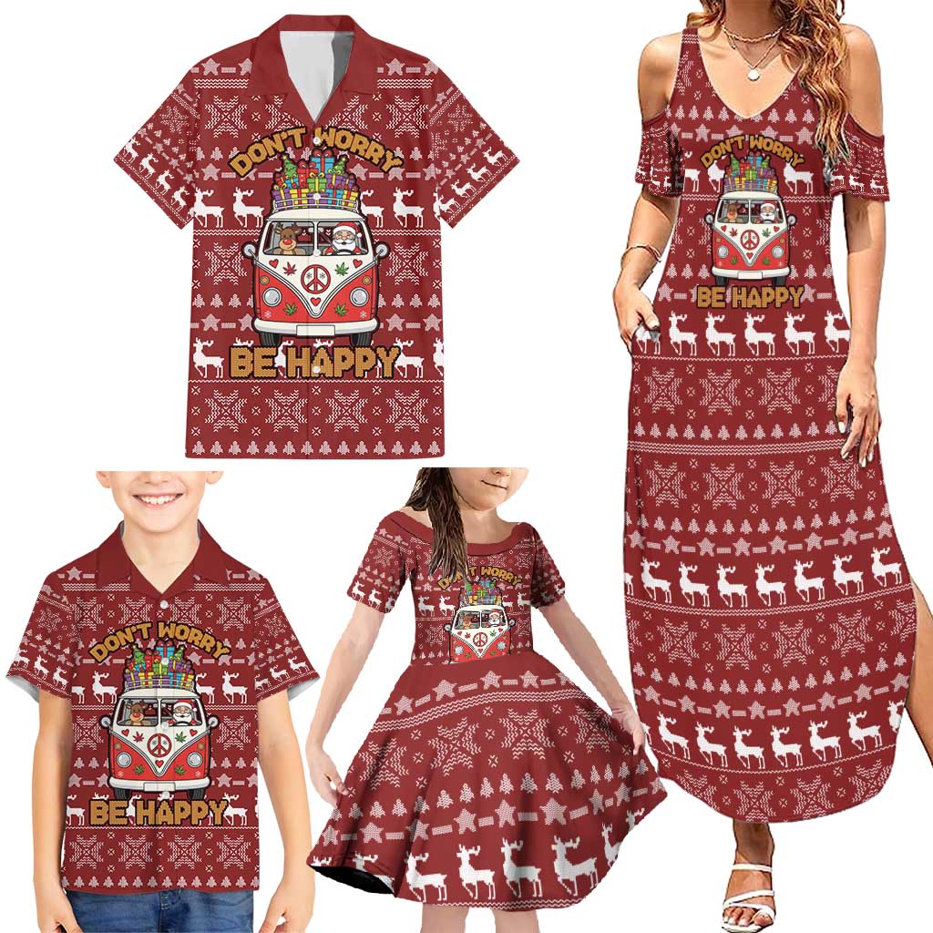 Hippie Car Santa Claus Christmas Family Matching Summer Maxi Dress and Hawaiian Shirt Xmas Holiday Patterns - Wonder Print Shop