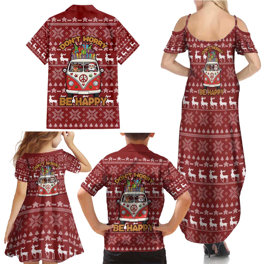 Hippie Car Santa Claus Christmas Family Matching Summer Maxi Dress and Hawaiian Shirt Xmas Holiday Patterns - Wonder Print Shop