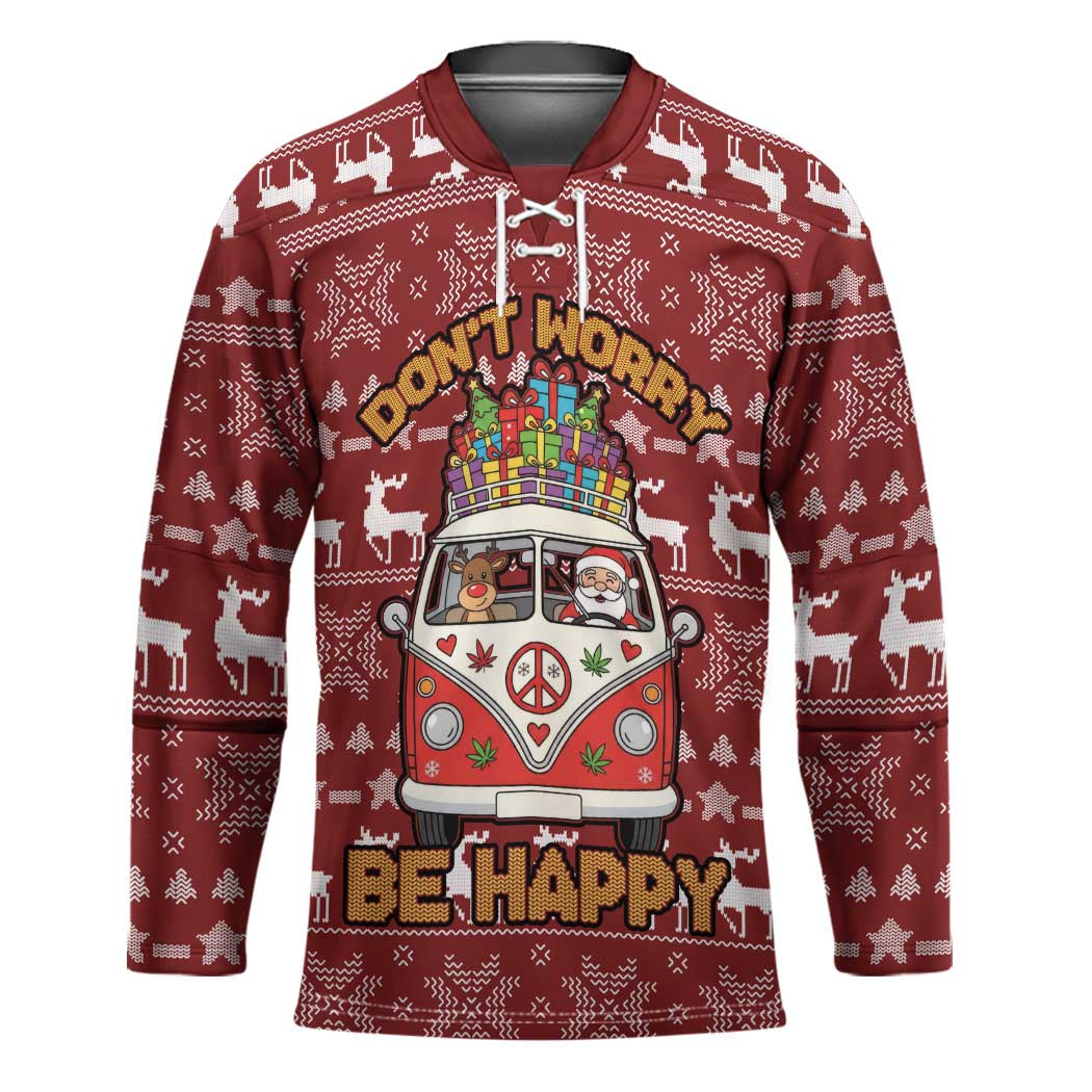 Hippie Car Santa Claus Christmas Hockey Jersey Xmas Holiday Patterns - Wonder Print Shop