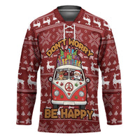 Hippie Car Santa Claus Christmas Hockey Jersey Xmas Holiday Patterns - Wonder Print Shop