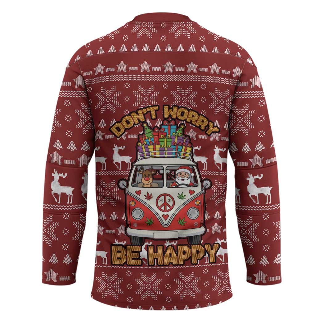 Hippie Car Santa Claus Christmas Hockey Jersey Xmas Holiday Patterns - Wonder Print Shop