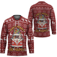 Hippie Car Santa Claus Christmas Hockey Jersey Xmas Holiday Patterns - Wonder Print Shop
