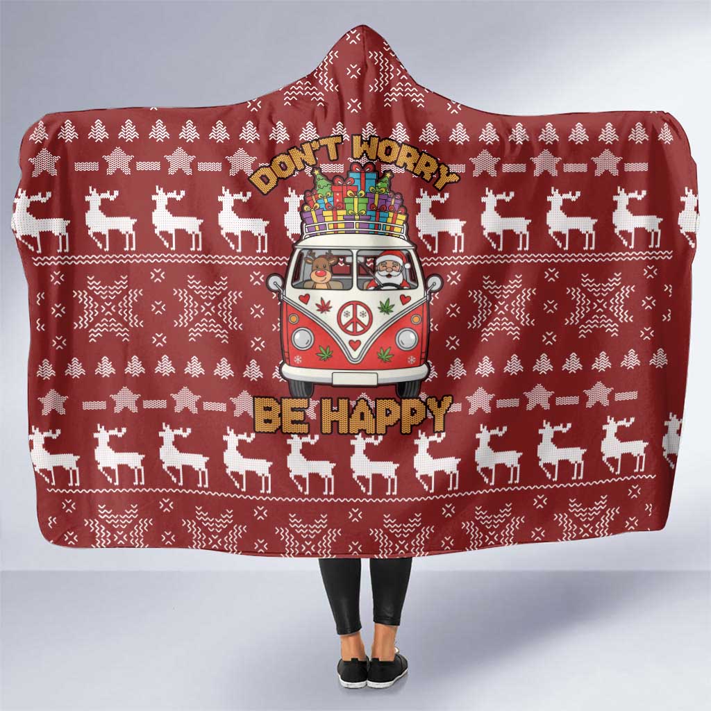 Hippie Car Santa Claus Christmas Hooded Blanket Xmas Holiday Patterns - Wonder Print Shop
