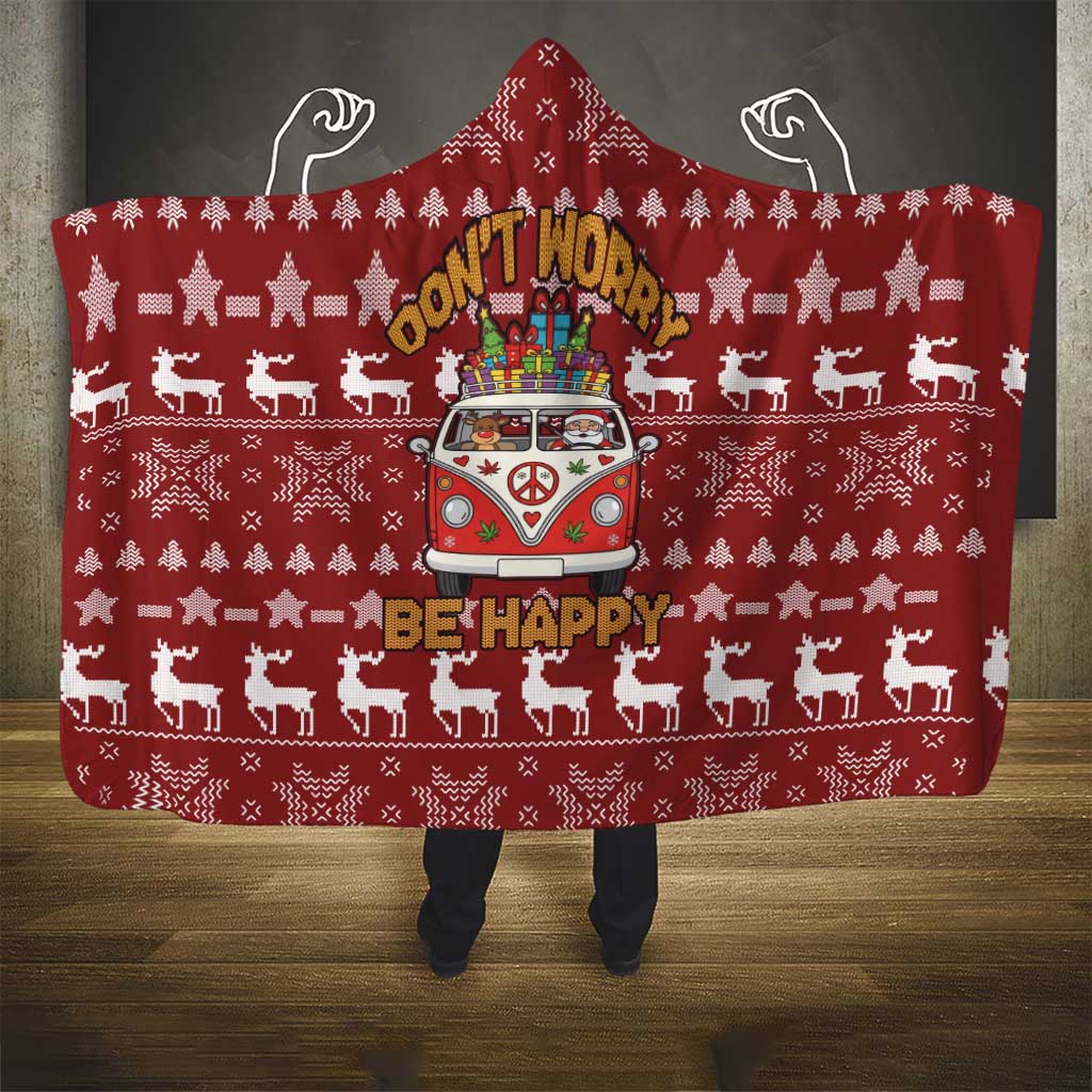 Hippie Car Santa Claus Christmas Hooded Blanket Xmas Holiday Patterns - Wonder Print Shop
