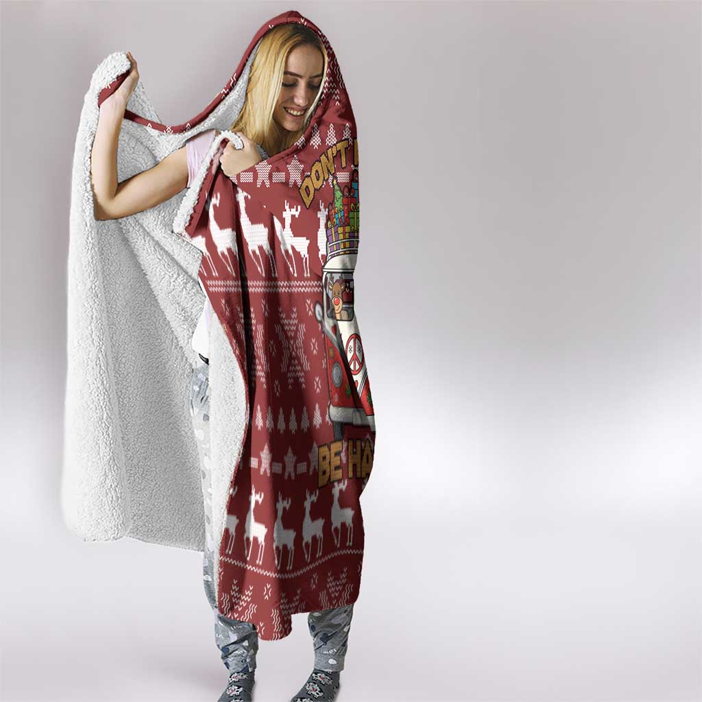 Hippie Car Santa Claus Christmas Hooded Blanket Xmas Holiday Patterns - Wonder Print Shop