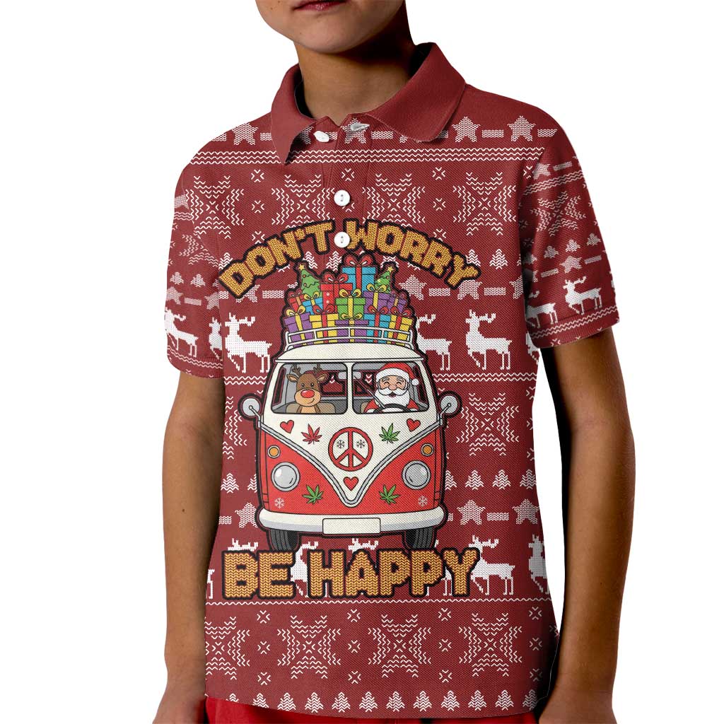 Hippie Car Santa Claus Christmas Kid Polo Shirt Xmas Holiday Patterns - Wonder Print Shop