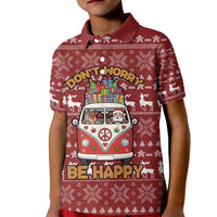 Hippie Car Santa Claus Christmas Kid Polo Shirt Xmas Holiday Patterns - Wonder Print Shop